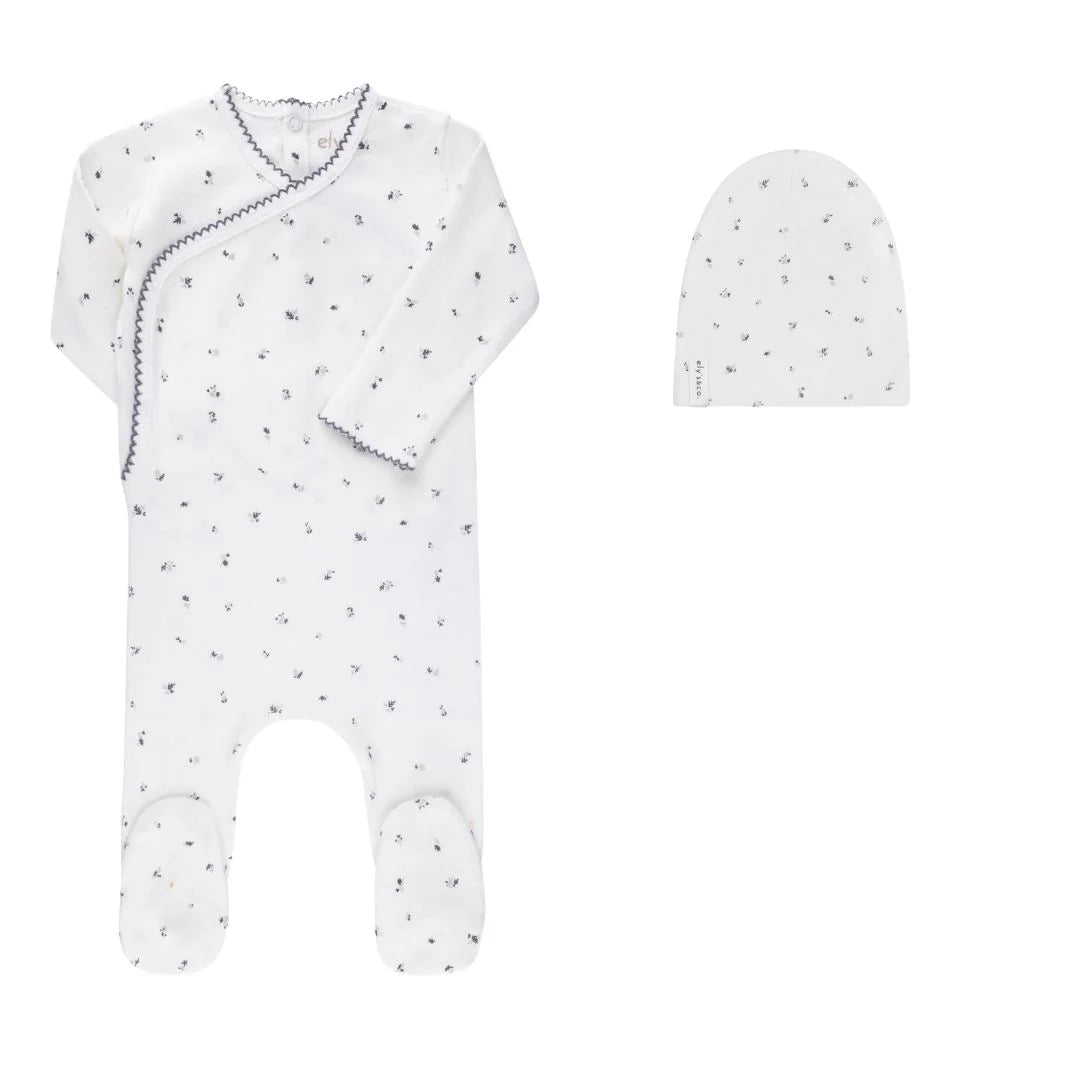 Ely's & Co Organic Cotton Cluster Leaf Collection Footie + Beanie