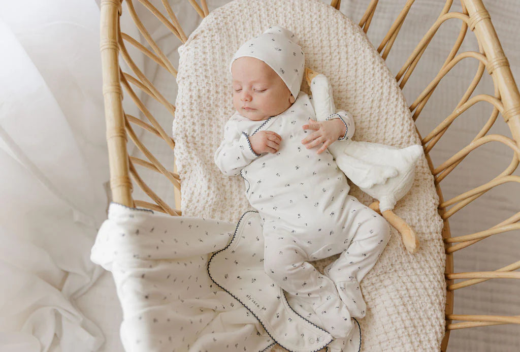 Ely's & Co Organic Cotton Cluster Leaf Collection Footie + Beanie