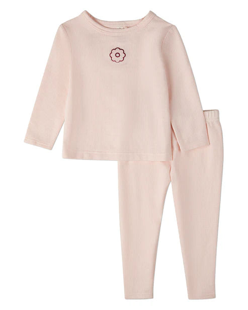 Minimoi Pink A Little Flower Power 2 Pc Pajama Set