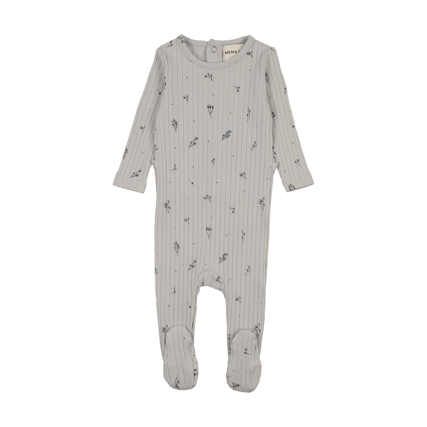 Mema Knit Ribbed Floral Print Footie