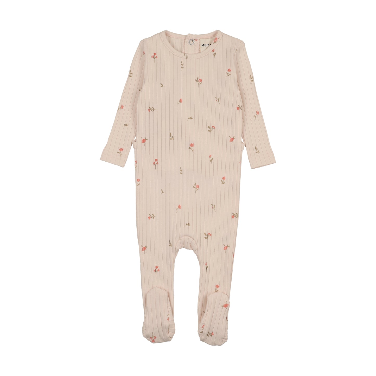 Mema Knit Ribbed Floral Print Footie