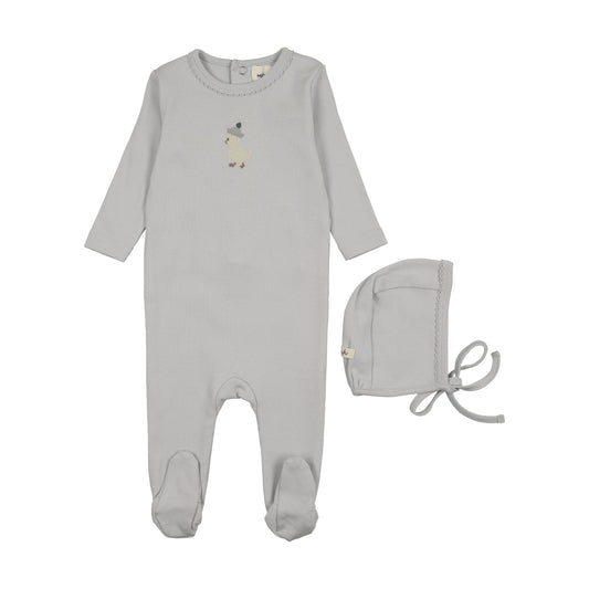 Mema Knit Embroidered Footie + Bonnet