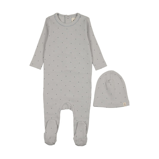 Mema Knit Polka Dot Footie + Beanie