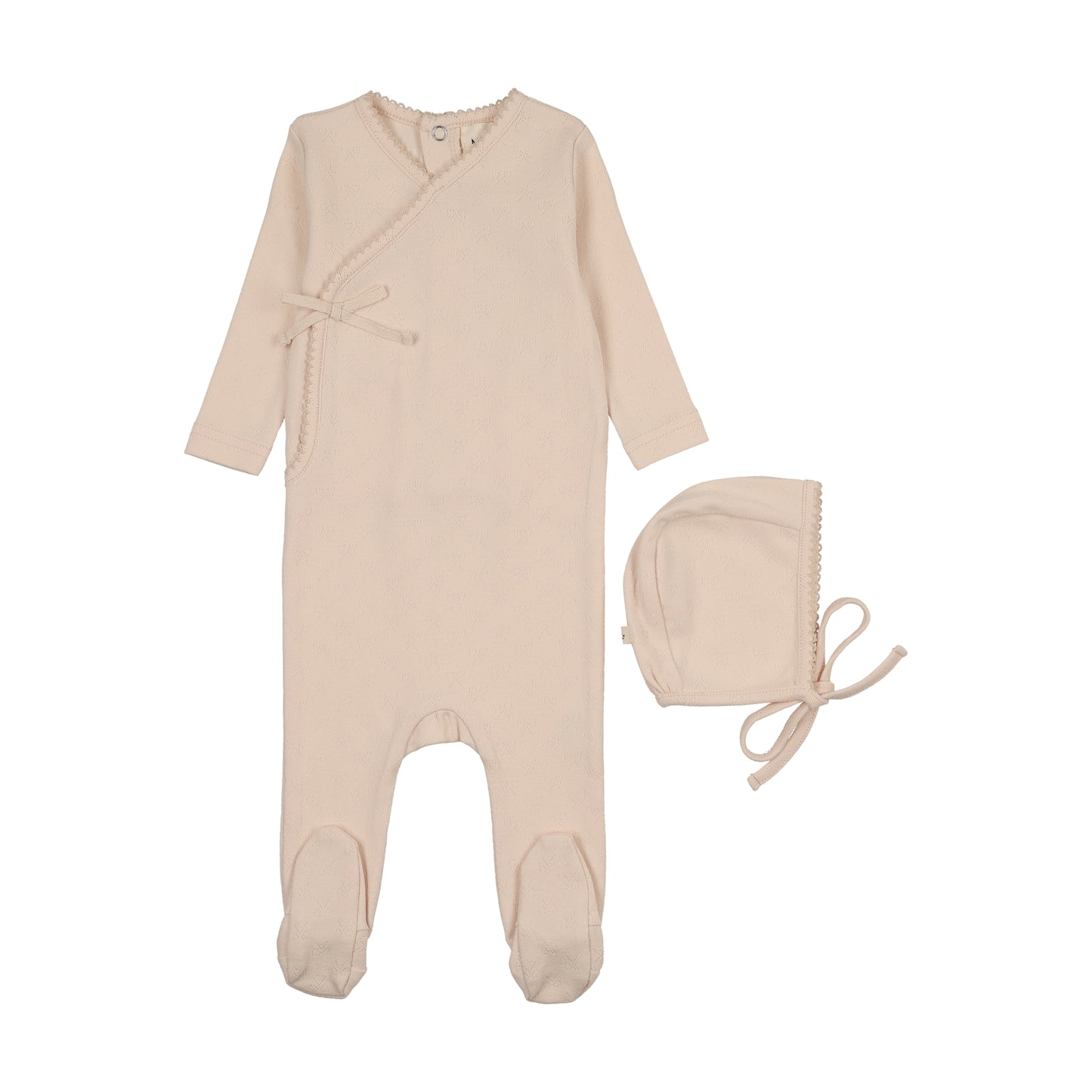 Mema Knit Pointelle Footie + Bonnet