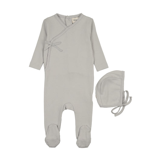 Mema Knit Pointelle Footie + Bonnet