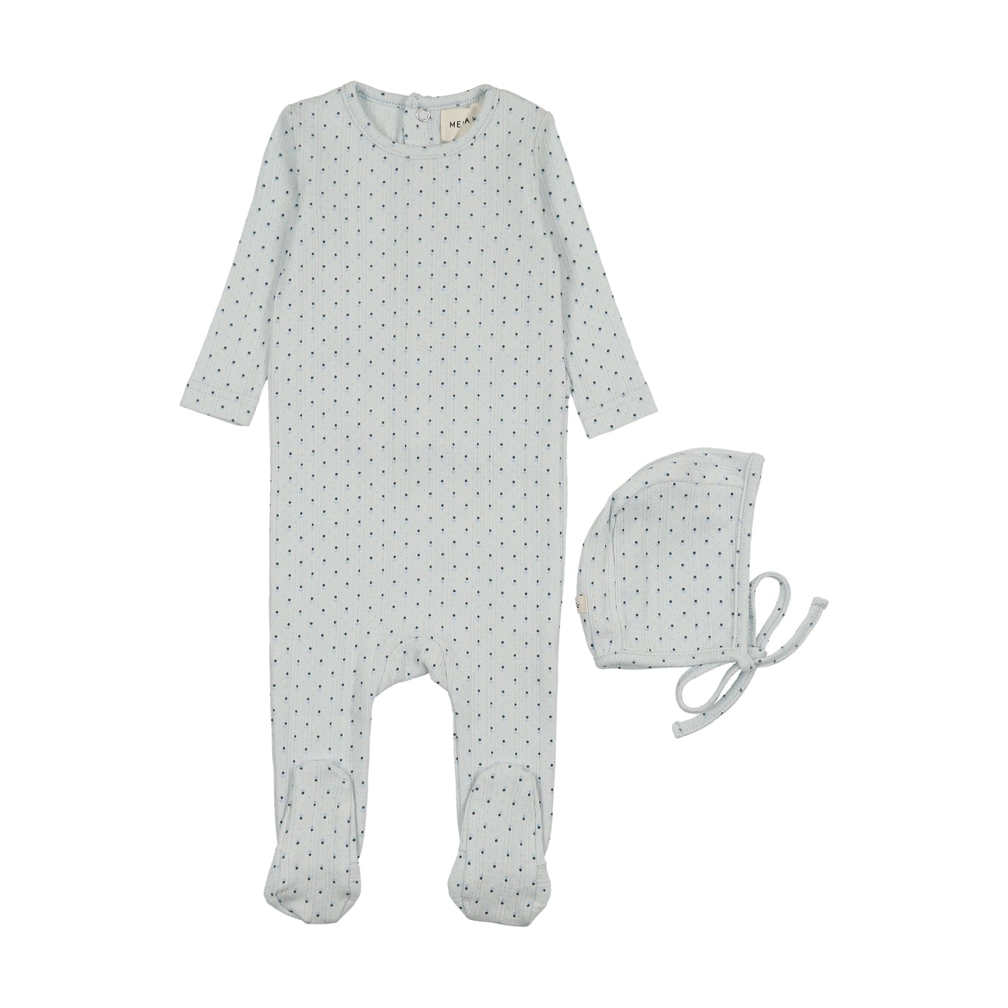Mema Knit Pointelle Tulip Print Footie + Bonnet