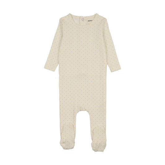 Mema Knit Pointelle Tulip Print Footie