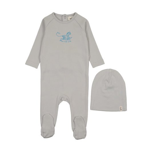 Mema Knit Horse Rocker Footie + Beanie