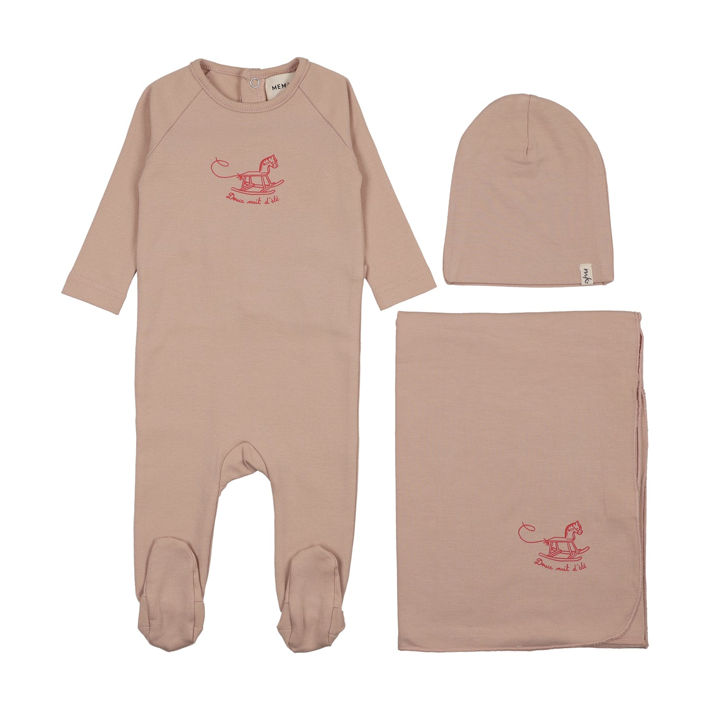 Mema Knit Horse Rocker Footie 3 Piece Set