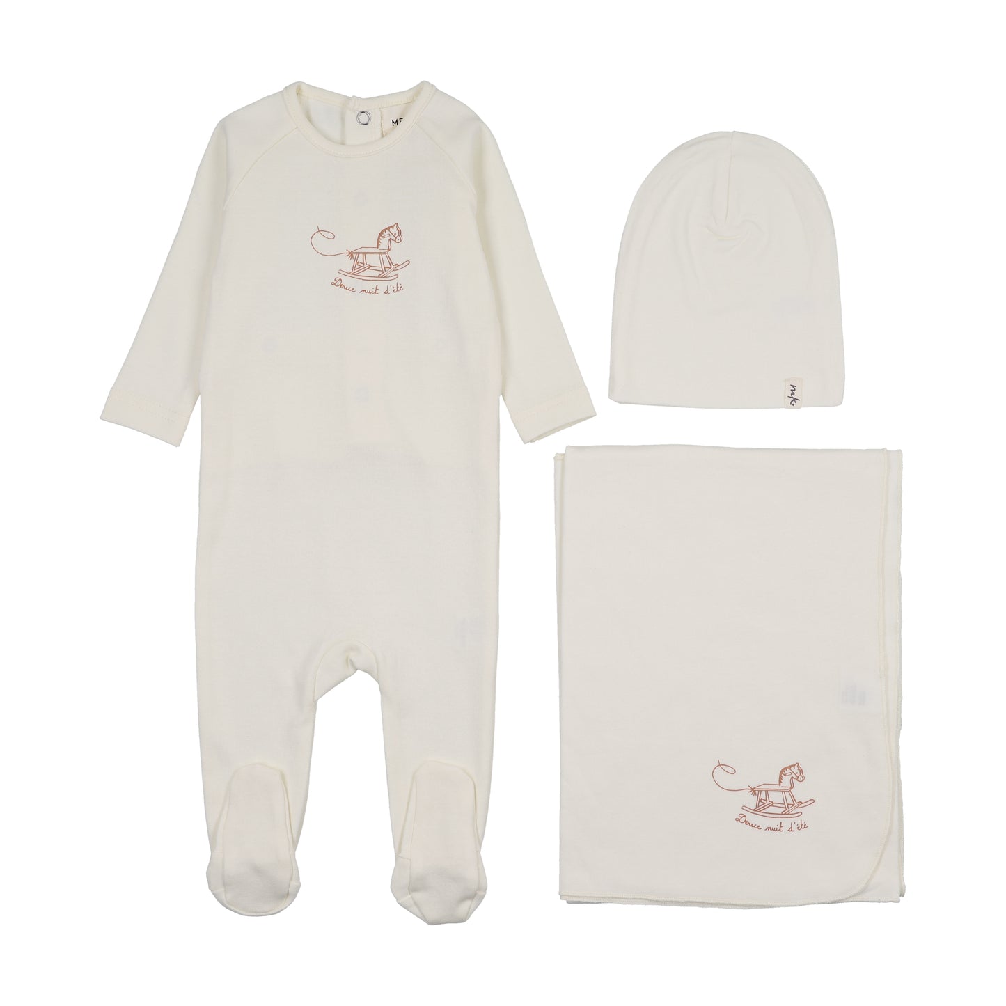 Mema Knit Horse Rocker Footie 3 Piece Set