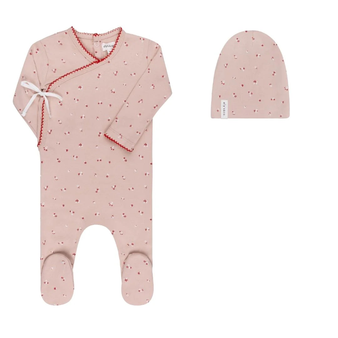 Ely's & Co Organic Cotton Cluster Flower Collection Footie + Beanie