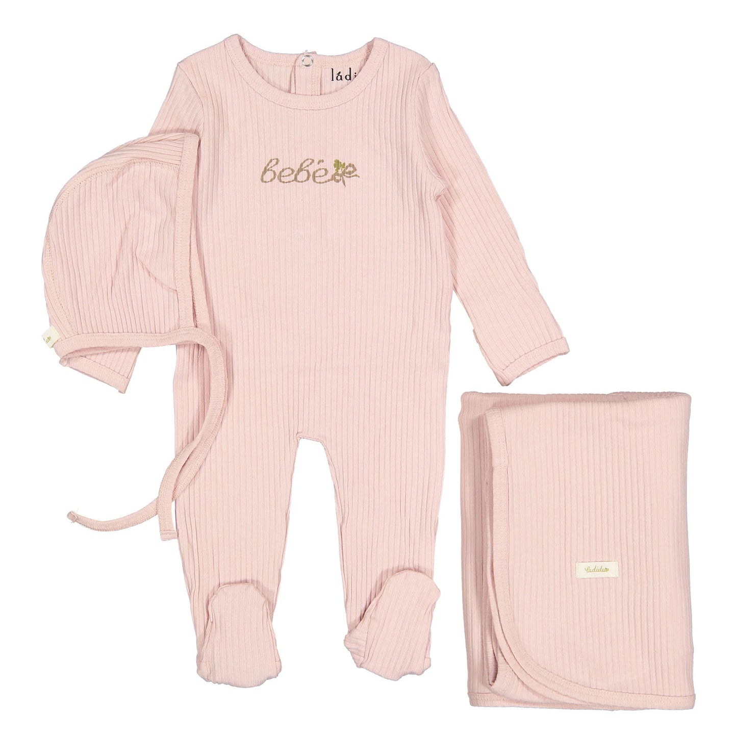 Ladida Mauve Bebe Footie + Bonnet + Blanket Set