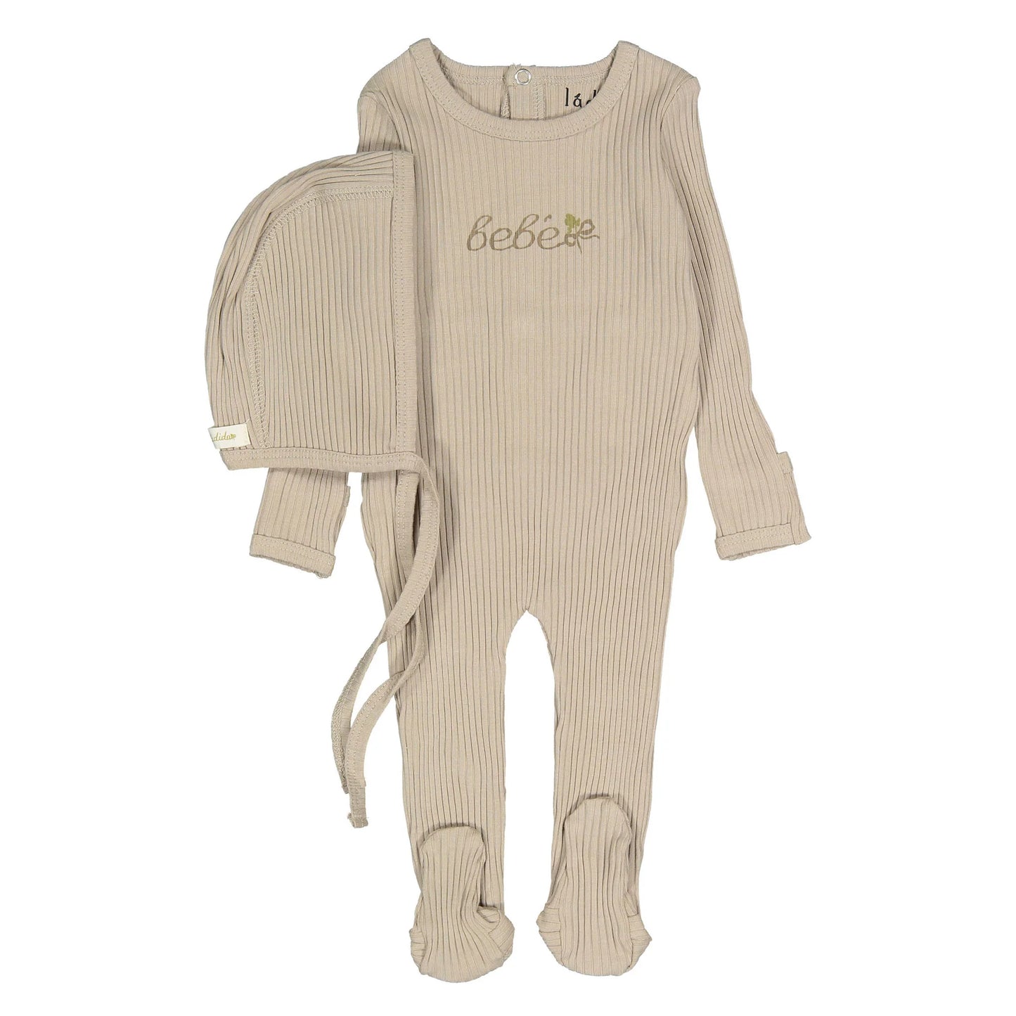 Ladida Taupe Bebe Footie + Bonnet Set