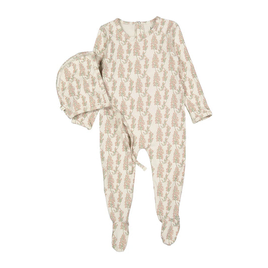 Ladida Pink Wisteria Printed Romper and Bonnet