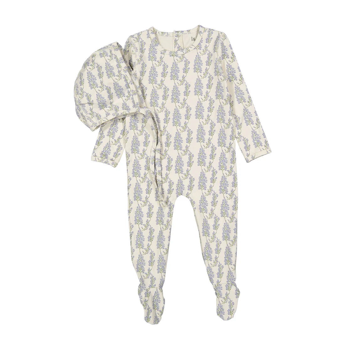 Ladida Blue Wisteria Printed Romper and Bonnet