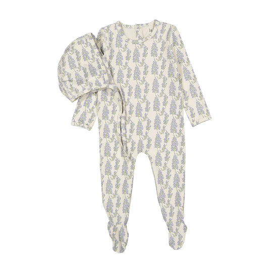 Ladida Blue Wisteria Printed Romper and Bonnet