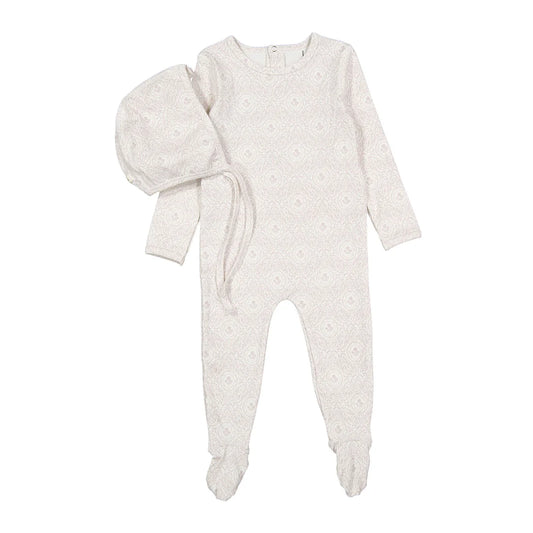Ladida Rose Damask Printed Romper and Bonnet