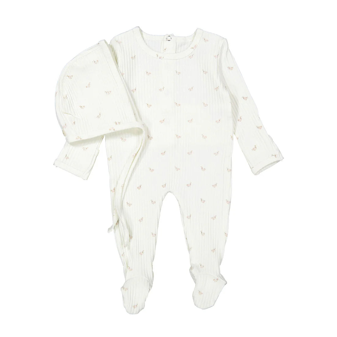 Ladida Pink Duckling Romper + Bonnet