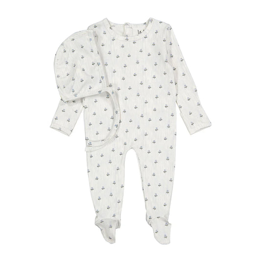 Ladida Vintage Blue Romper + Bonnet