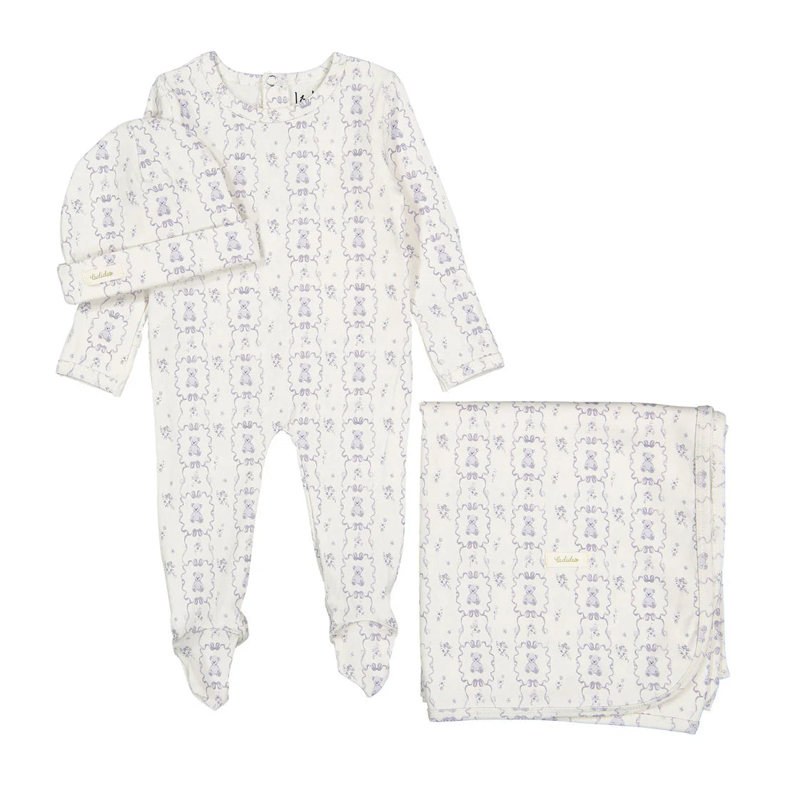 Ladida Blue Teddy Romper + Hat +Blanket