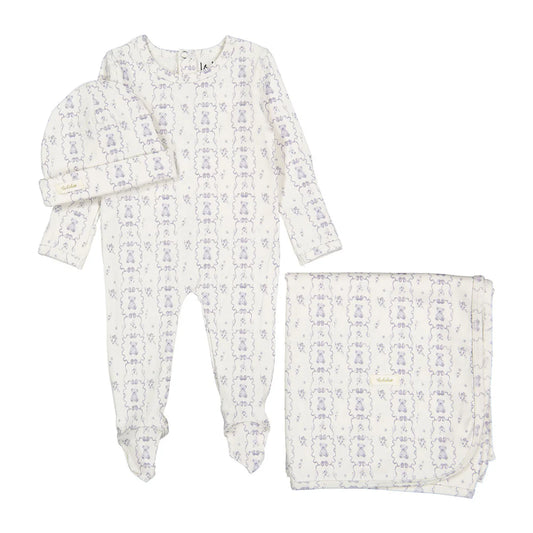 Ladida Blue Teddy Romper + Hat +Blanket