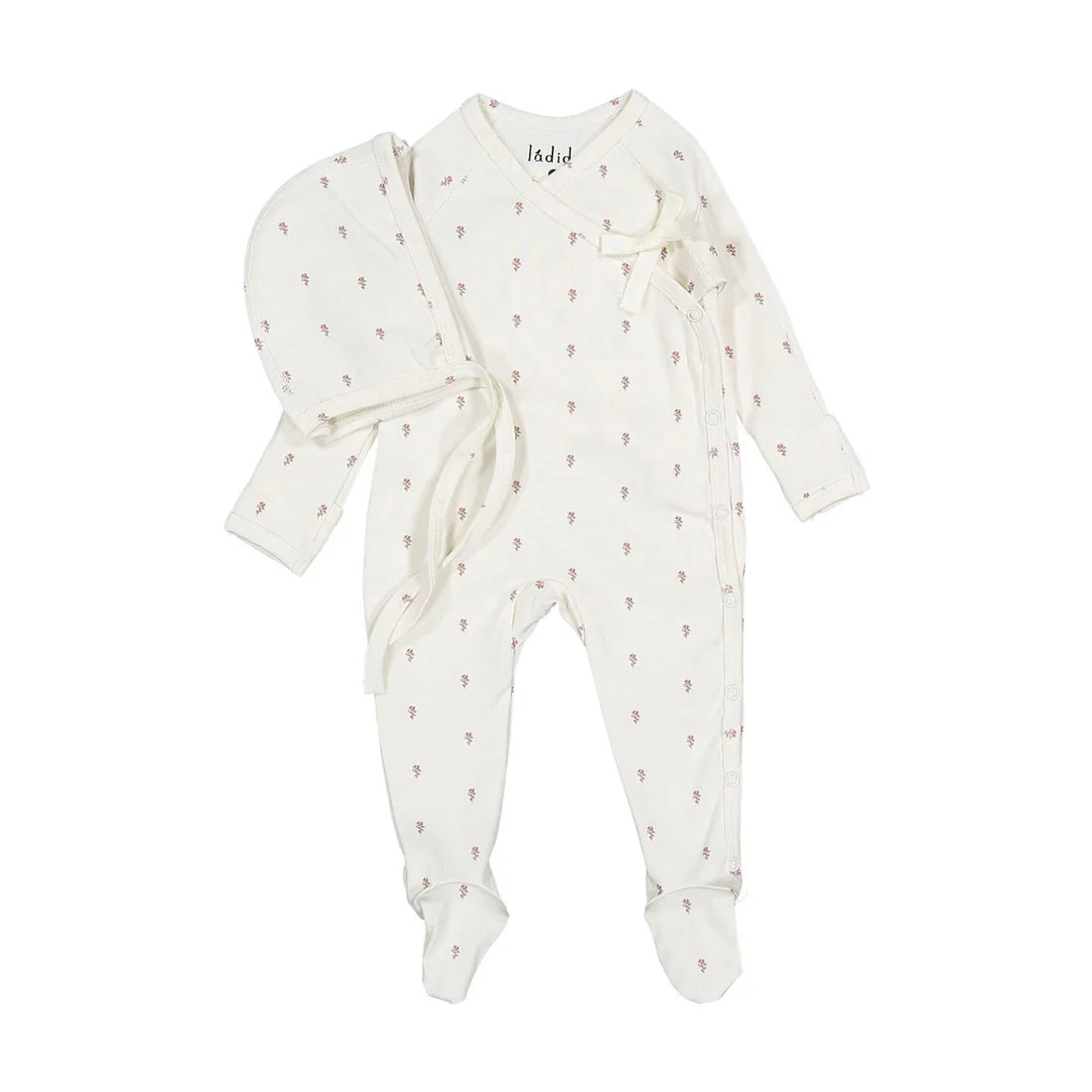 Ladida Pink Tiny Rose Romper +Bonnet