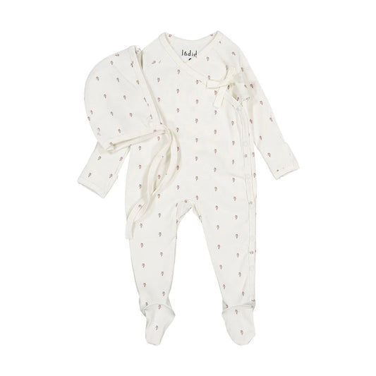 Ladida Pink Tiny Rose Romper +Bonnet