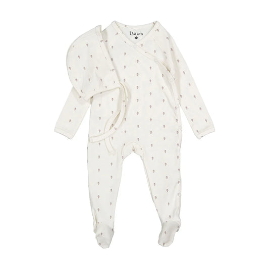 Ladida Green Tiny Rose Romper +Bonnet