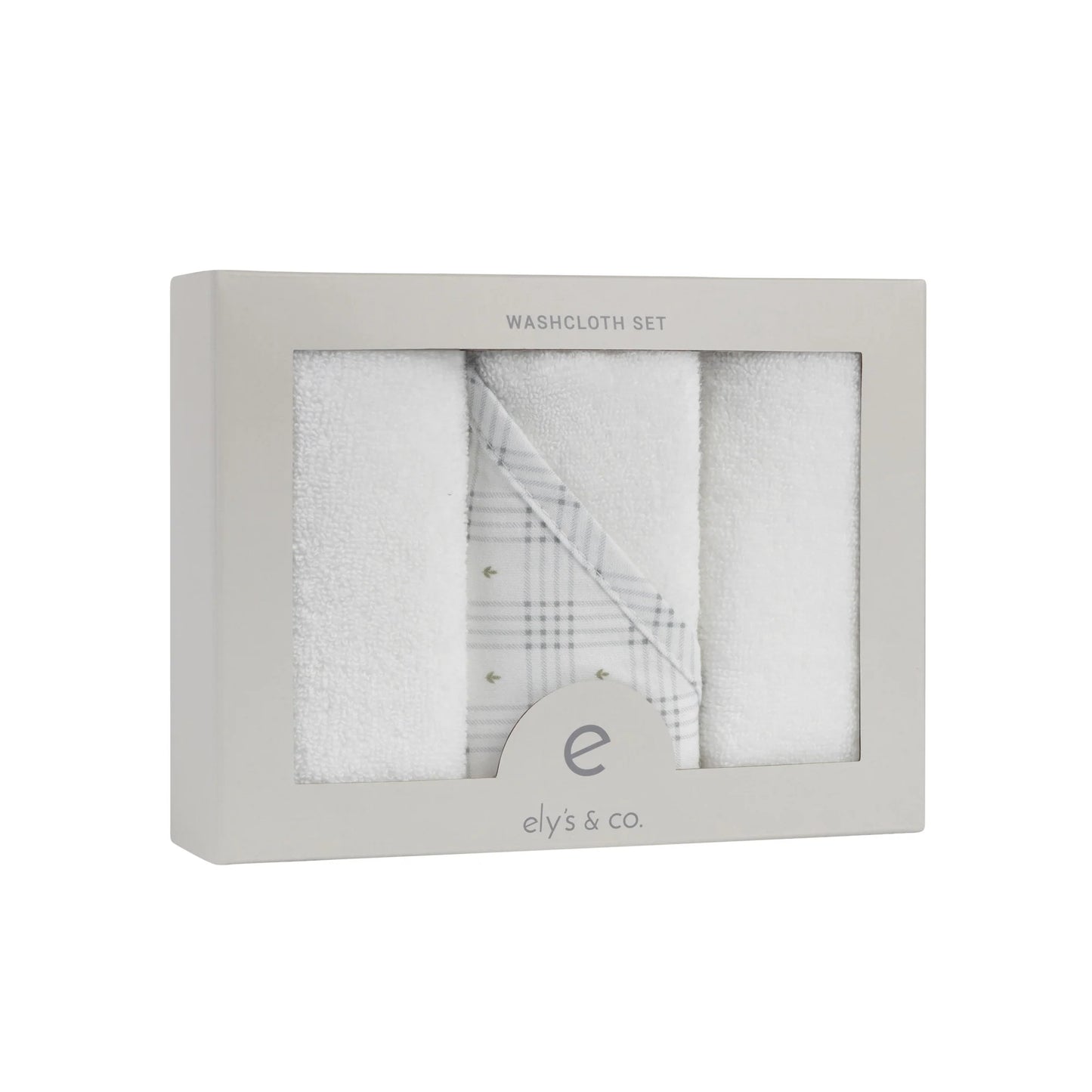Ely's & Co 3 Pack Wash Cloths - Floral Plaid Collection