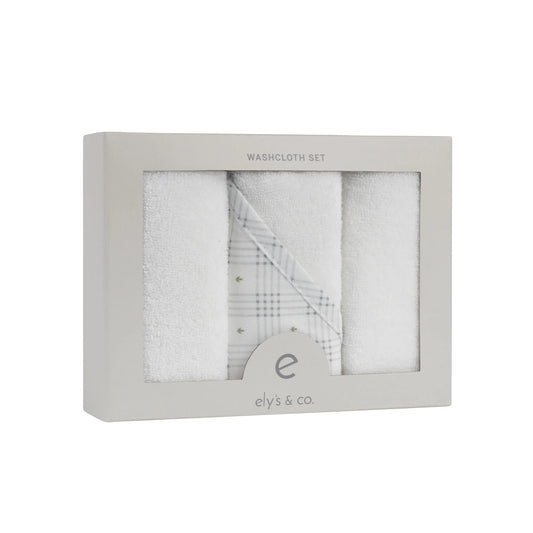 Ely's & Co 3 Pack Wash Cloths - Floral Plaid Collection