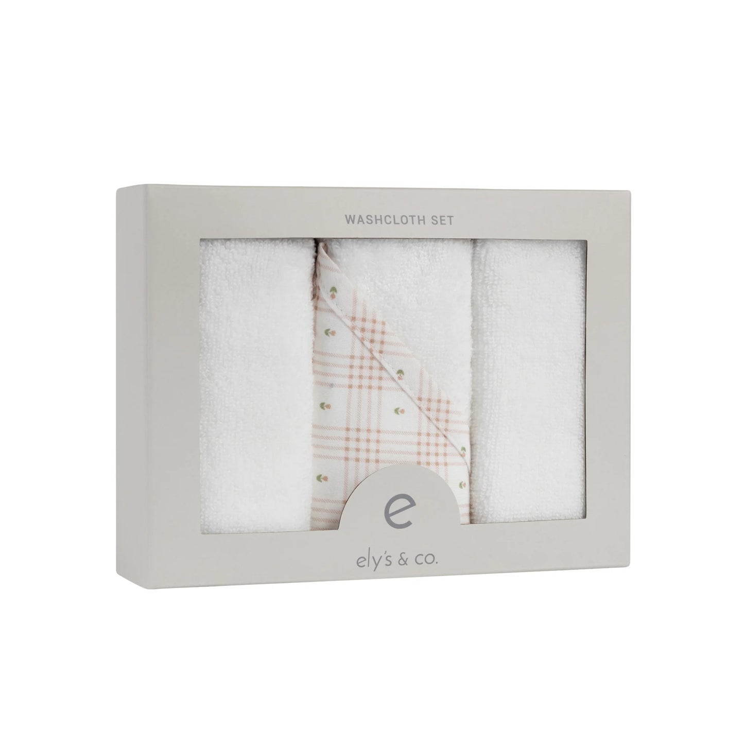Ely's & Co 3 Pack Wash Cloths - Floral Plaid Collection