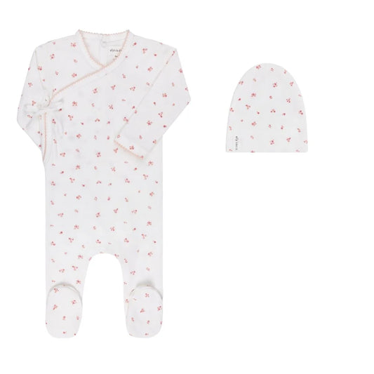 Ely's & Co Organic Cotton Cluster Flower Collection Footie + Beanie