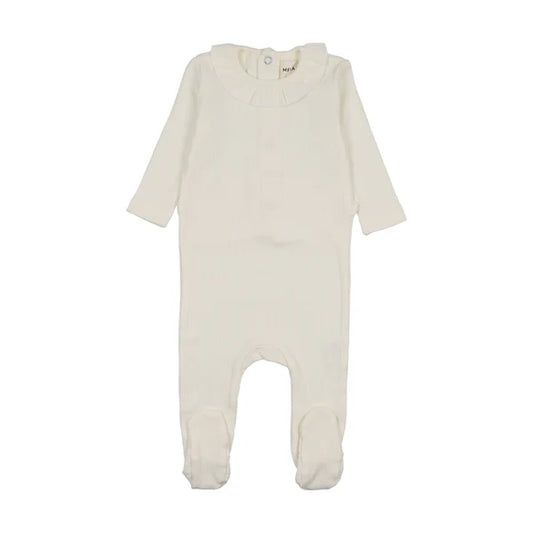Mema Knit Rib Ruffle Collar Footie