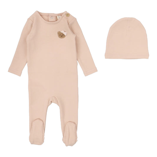 Lilette Bear Applique Footie Set