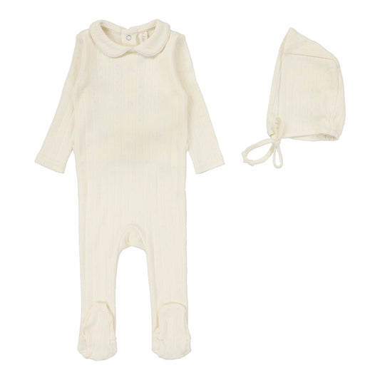 Lilette Fine Pointelle Collar Footie Set