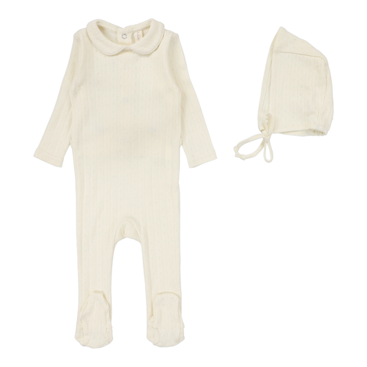 Lilette Fine Pointelle Collar Footie Set