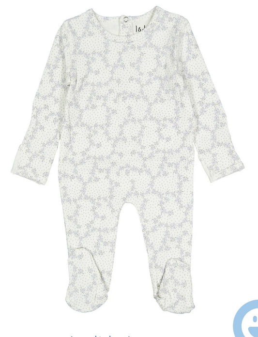 Ladida Layette Blue Vintage Vine Footie