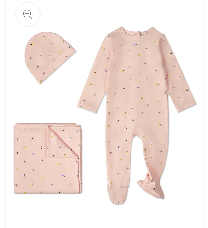 Minimoi Blossoming Floral 3 pc Footie Set
