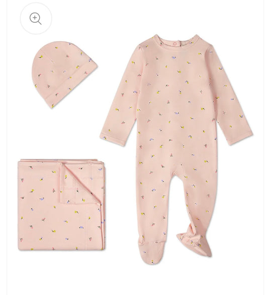 Minimoi Blossoming Floral 3 pc Footie Set