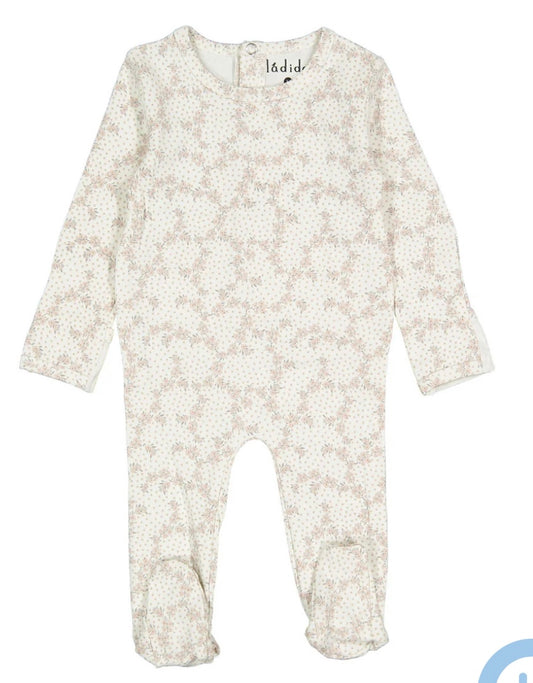 Ladida Layette Pink Vintage Vine Footie