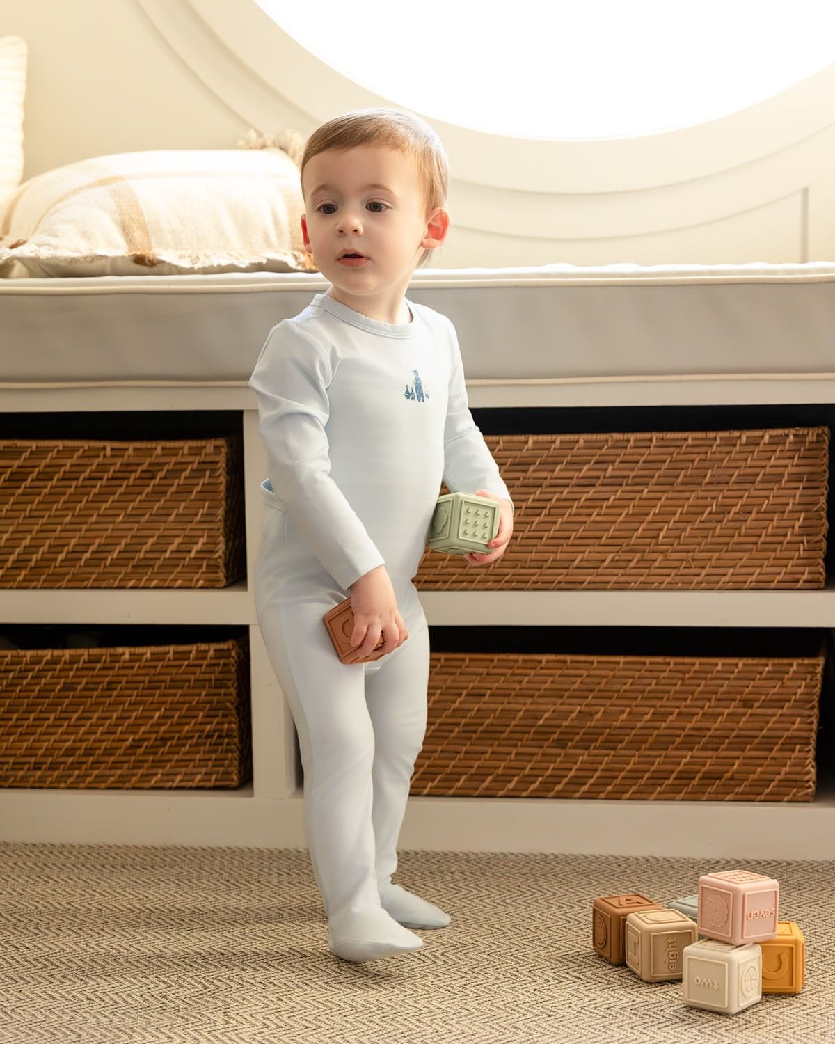 Minimoi Boy And His Waddling Ducks Pearl Blue Footie