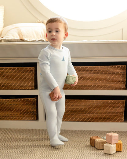 Minimoi Boy And His Waddling Ducks Pearl Blue Footie