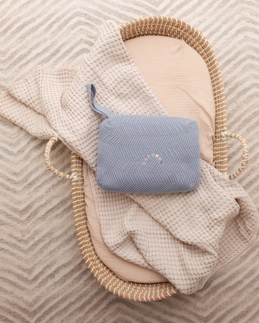 Minimoi Herringbone Knit Blanket In a Pouch