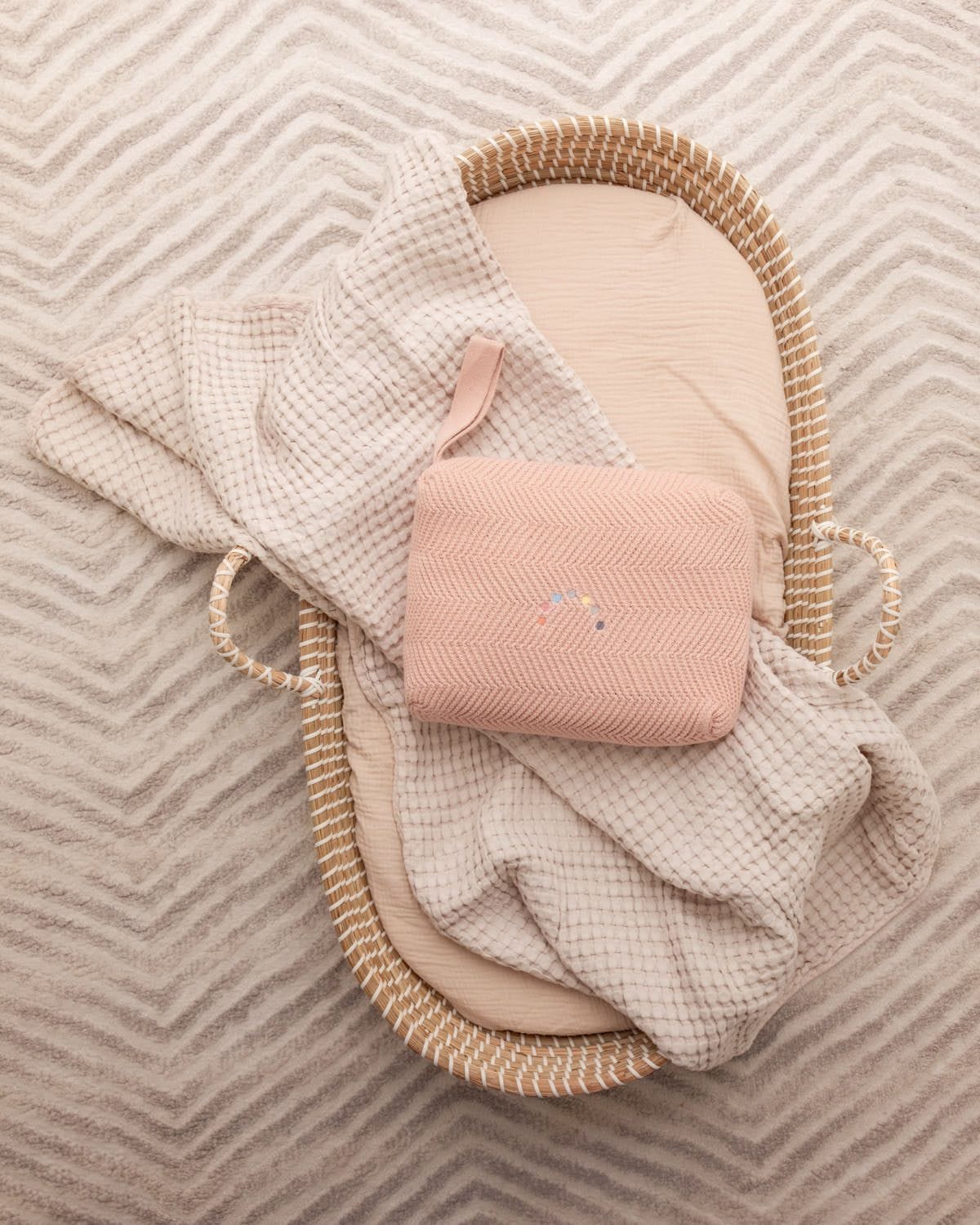 Minimoi Herringbone Knit Blanket In a Pouch