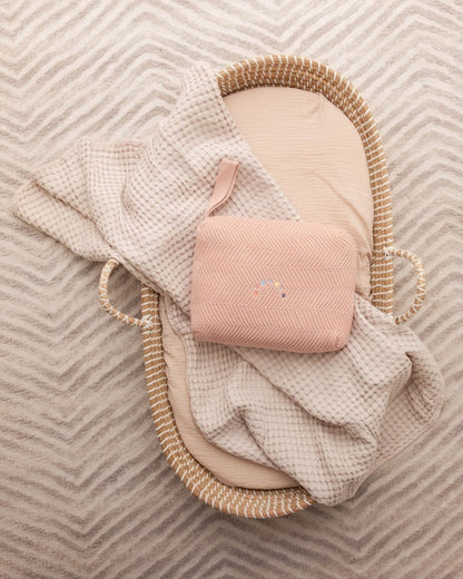 Minimoi Herringbone Knit Blanket In a Pouch