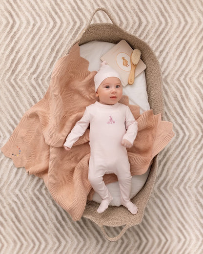 Minimoi Herringbone Knit Blanket In a Pouch