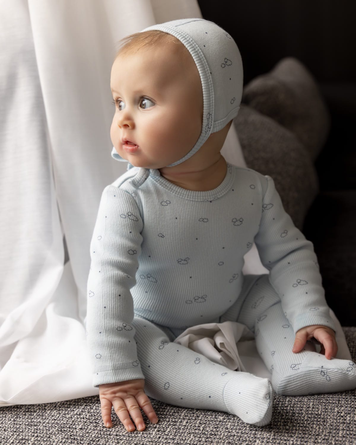 Minimoi Blue Clouds of Happiness 3 Pc Footie Set