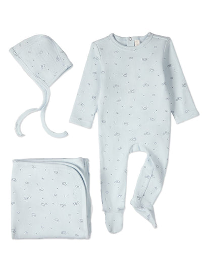 Minimoi Blue Clouds of Happiness 3 Pc Footie Set