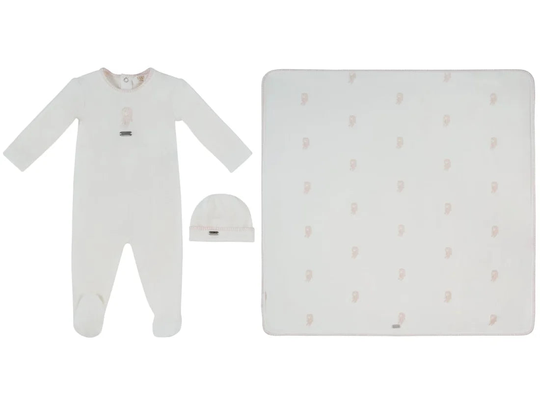 Kipp Atelier Bunny Footie, Hat & Blanket Set - Pink