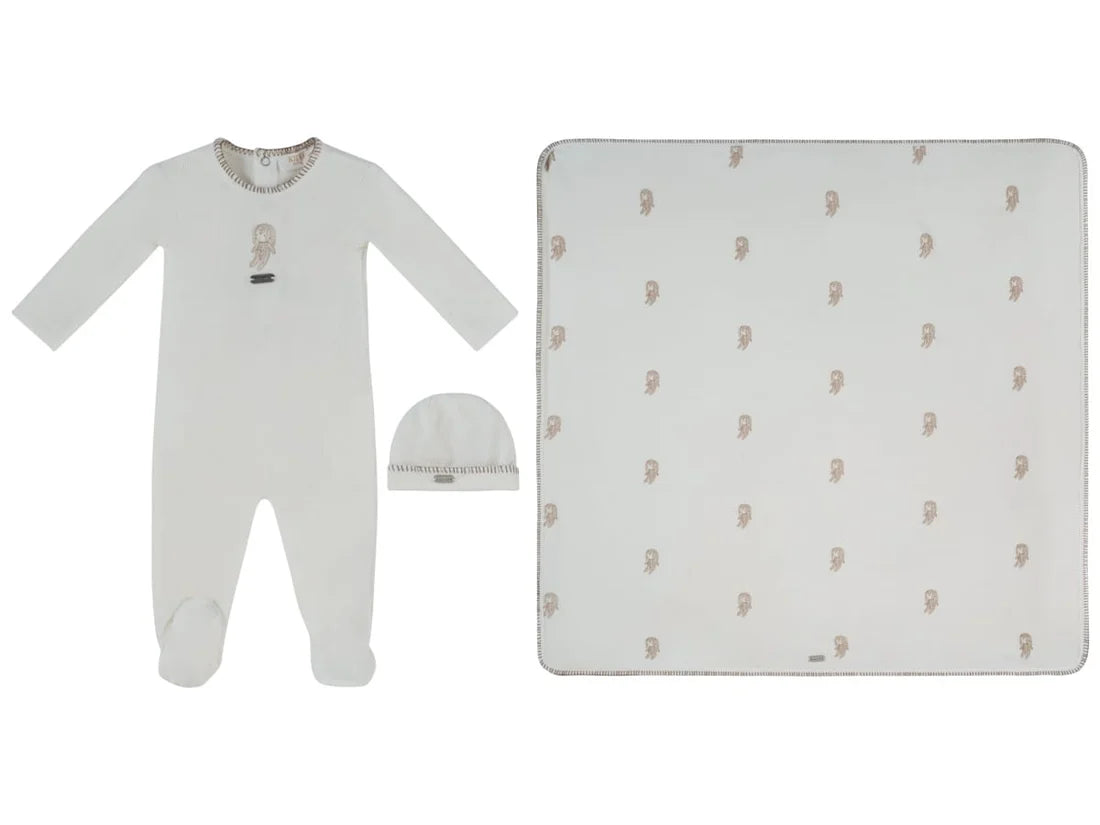 Kipp Atelier Bunny Footie, Hat & Blanket Set - Taupe